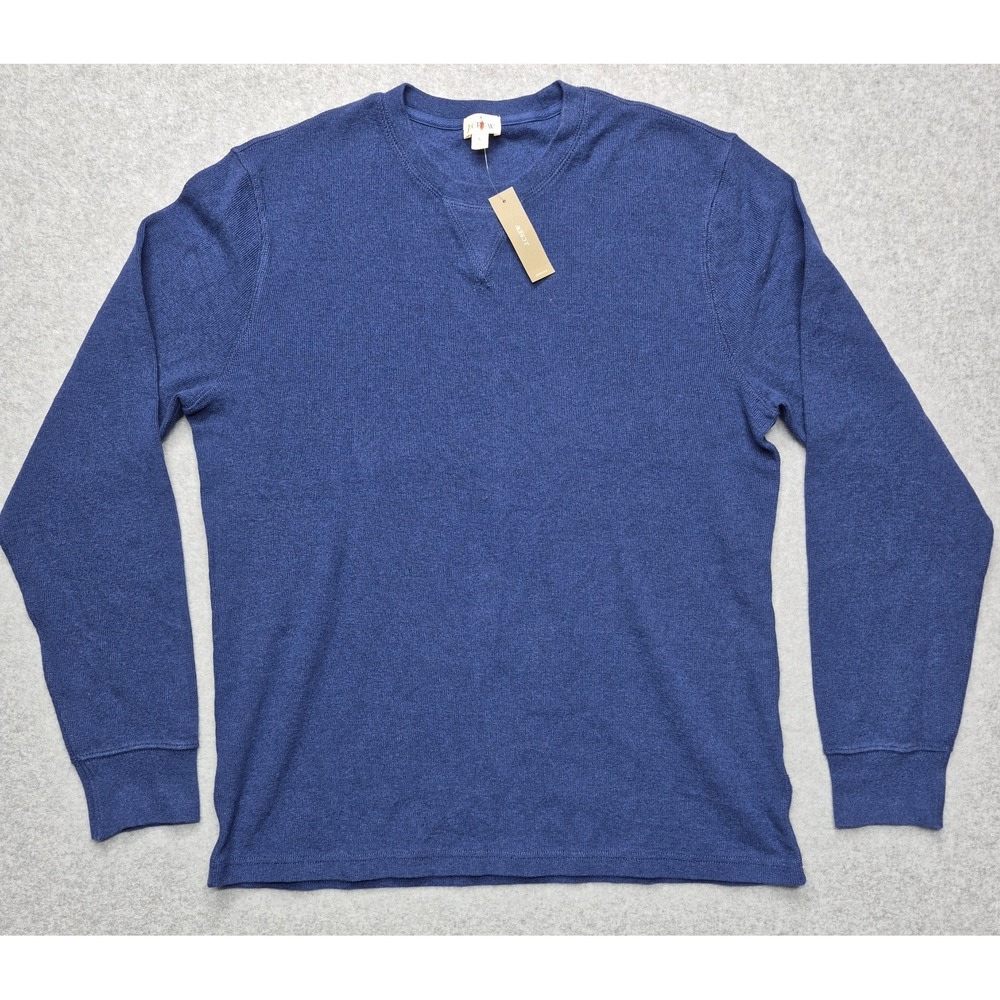 J.Crew Oarsman Sweater Mens Large Blue 100% Cotton Textured Long Sleeve Pullover - Picture 2 of 16